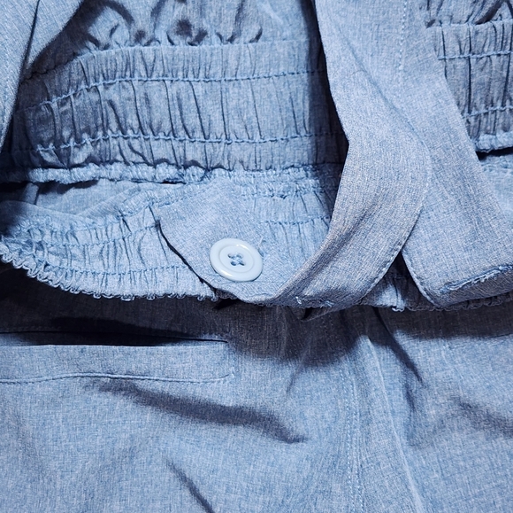 Albion Fit Classic Overall Jumpsuit Womens Small/petite Heathered Blue - Picture 8 of 10